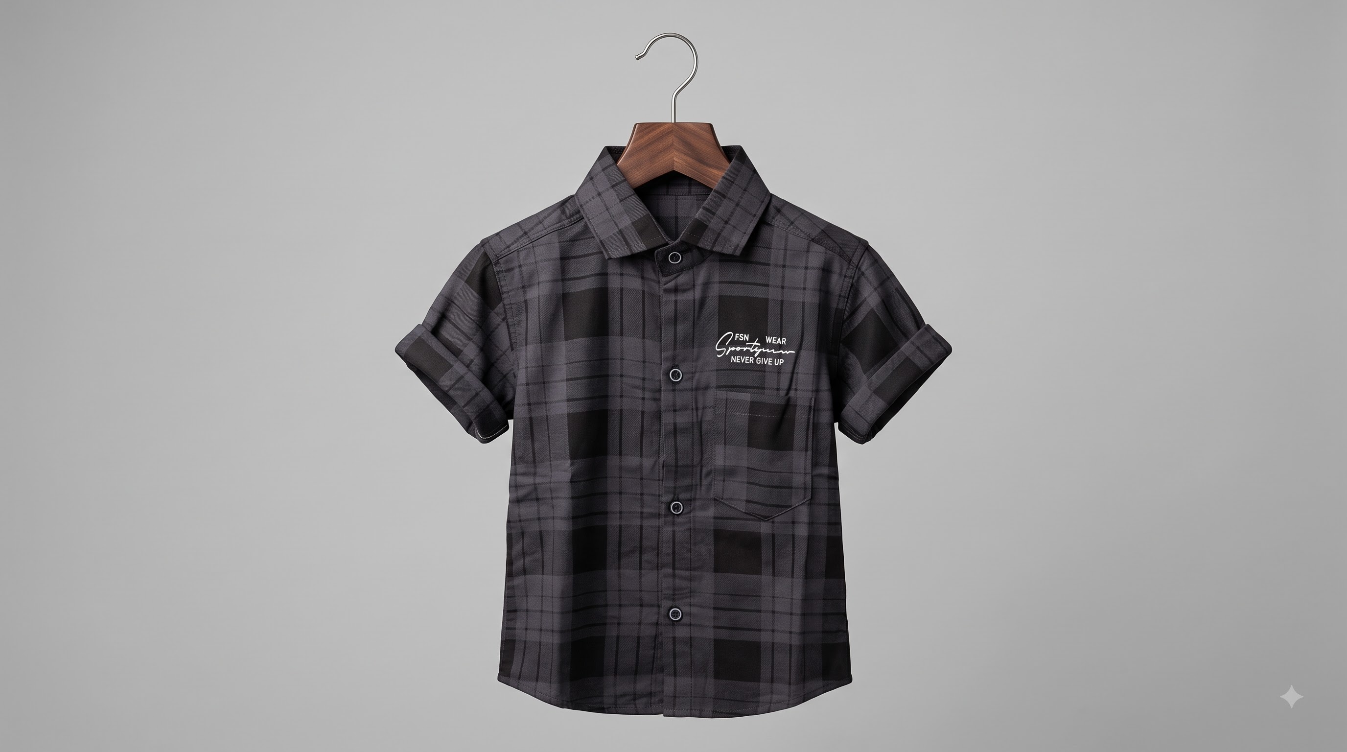 Boys Green & Black Checked Full-Sleeve Shirt with Chest Print - Image 5