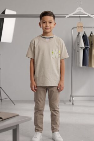 KEVIN JUNIOR Boys Half-Sleeve Printed T-Shirt with Butterfly Graphic