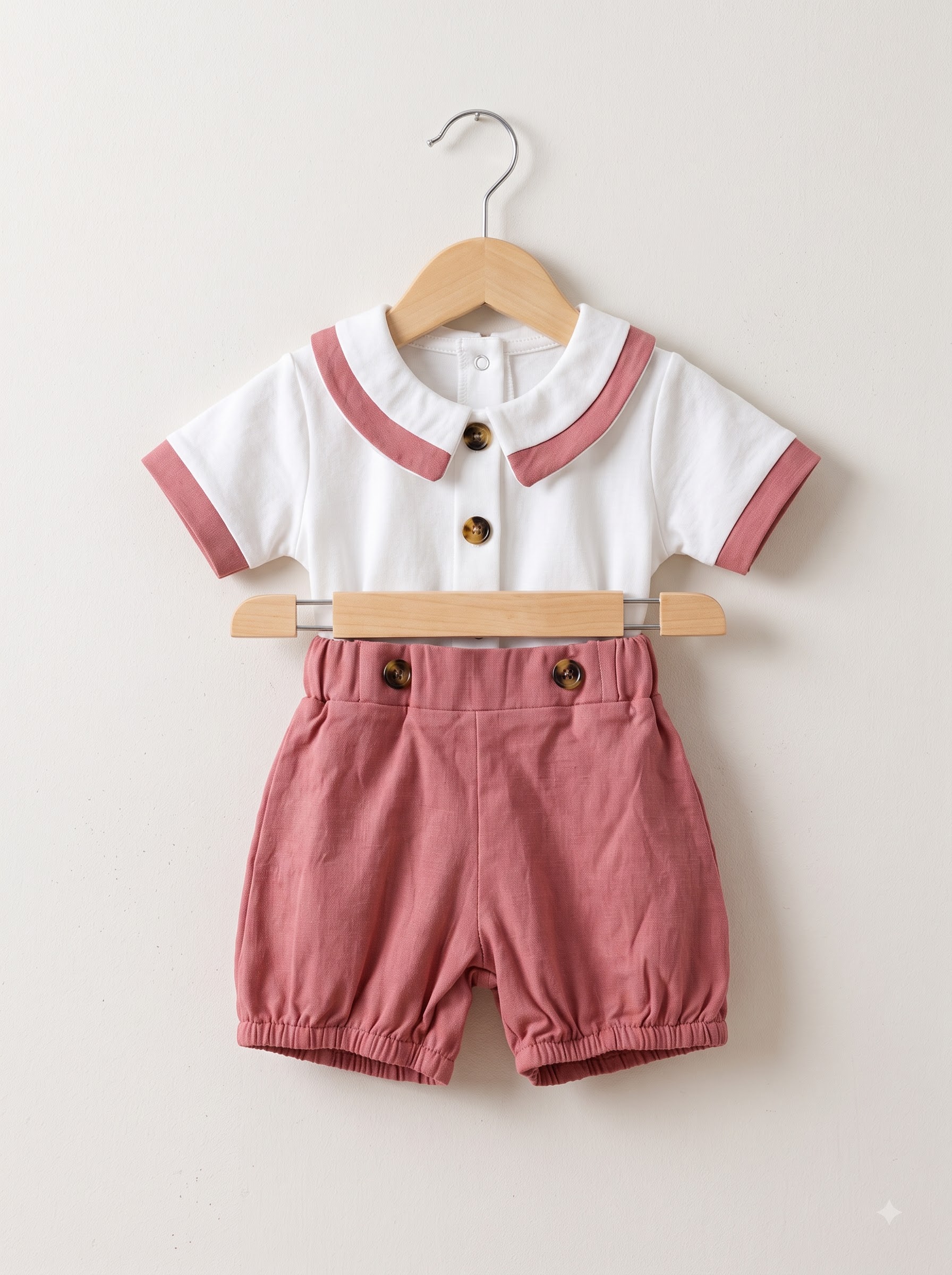 Baby Girls White Polo Top with Shorts Set - Image 3