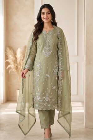 Women’s Embroidered Kurta Set with Matching Dupatta
